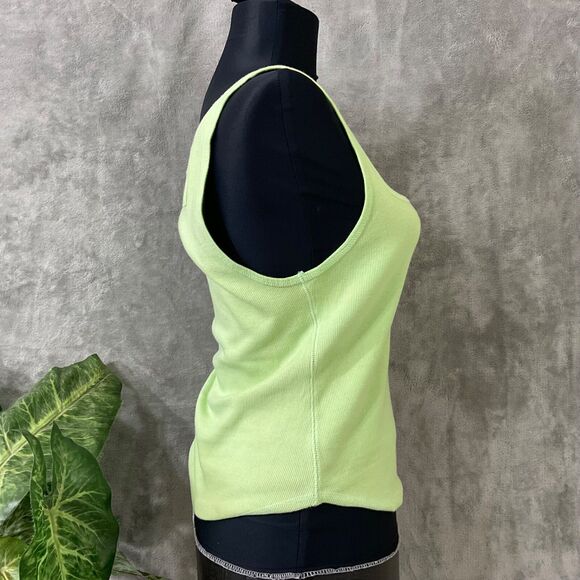 Free People Movement Throw and Go Tank Top M lime sq. Neck ribbed rounded hem - Picture 3 of 9
